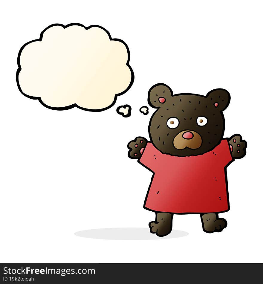 cartoon cute black bear with thought bubble