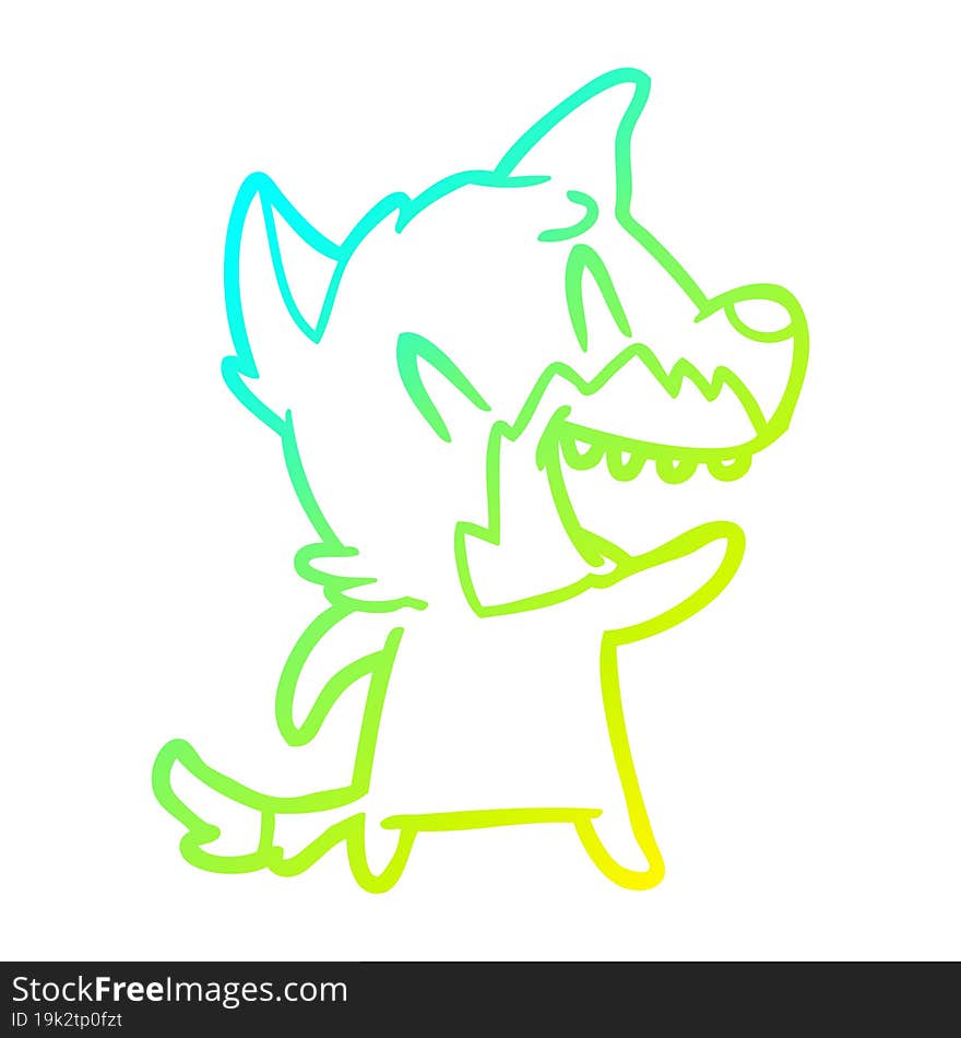 Cold Gradient Line Drawing Laughing Fox Cartoon