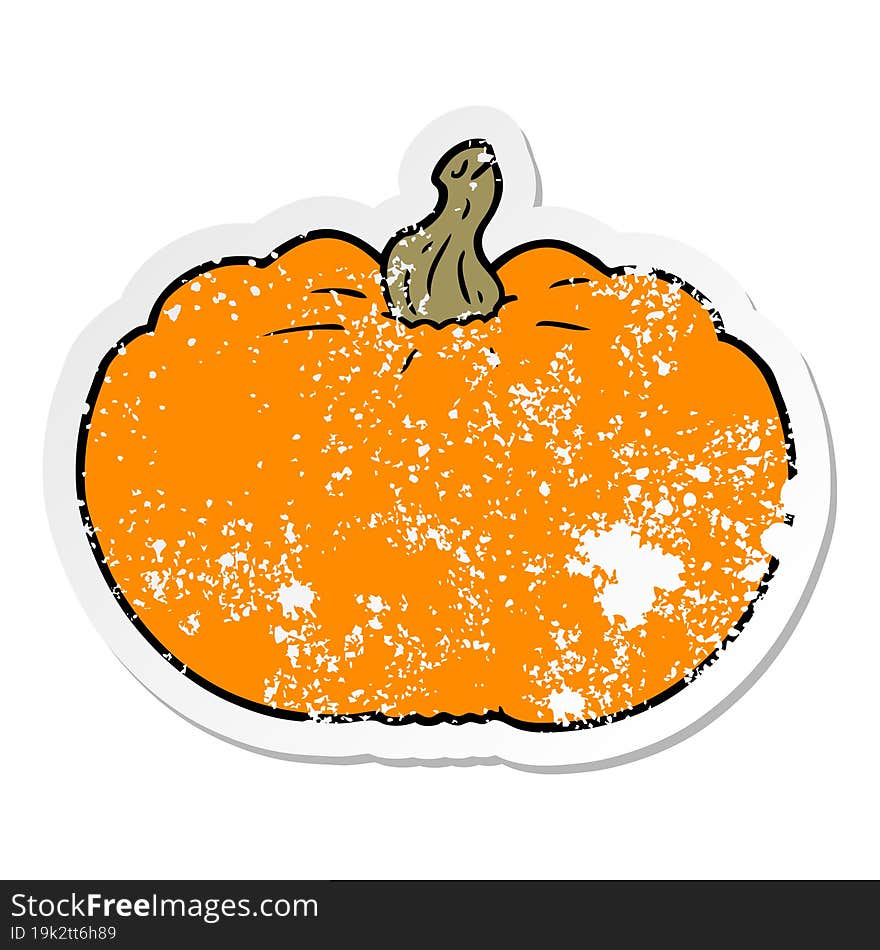 distressed sticker of a cartoon pumpkin