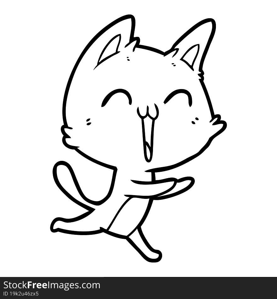 happy cartoon cat meowing. happy cartoon cat meowing