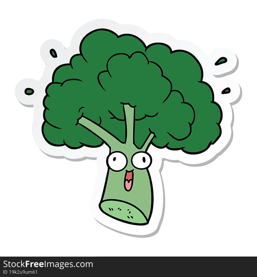 sticker of a cartoon broccoli