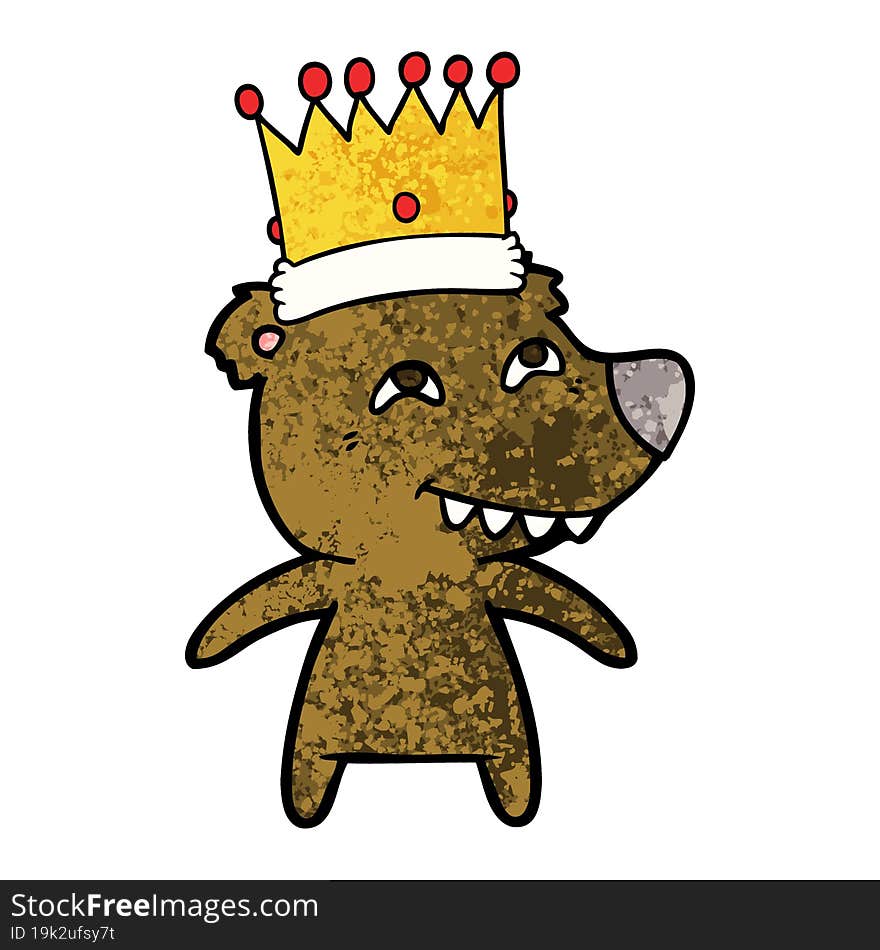 cartoon king bear showing teeth. cartoon king bear showing teeth