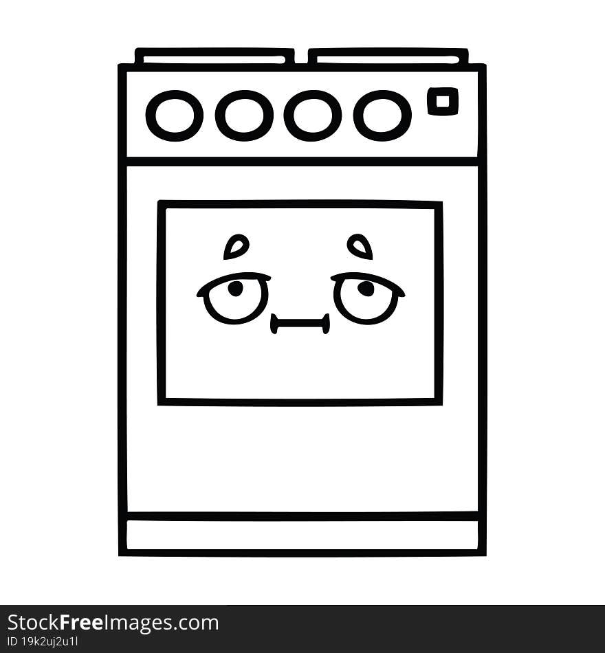 line drawing cartoon kitchen oven