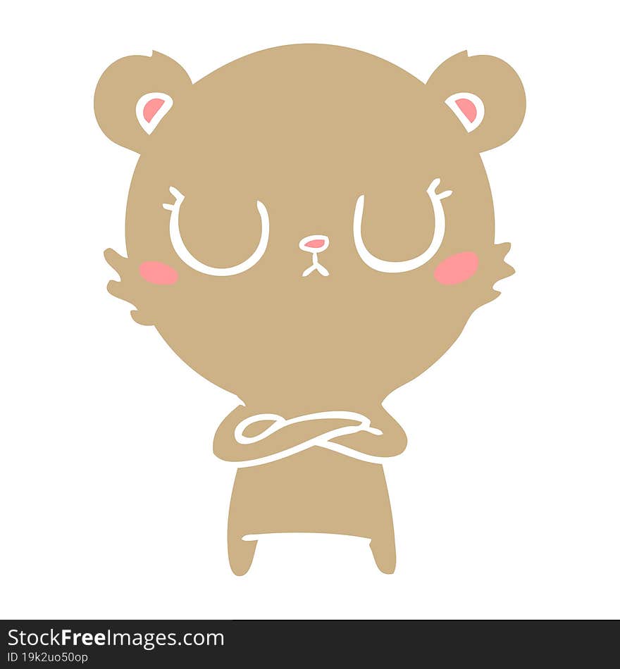 peaceful flat color style cartoon bear cub