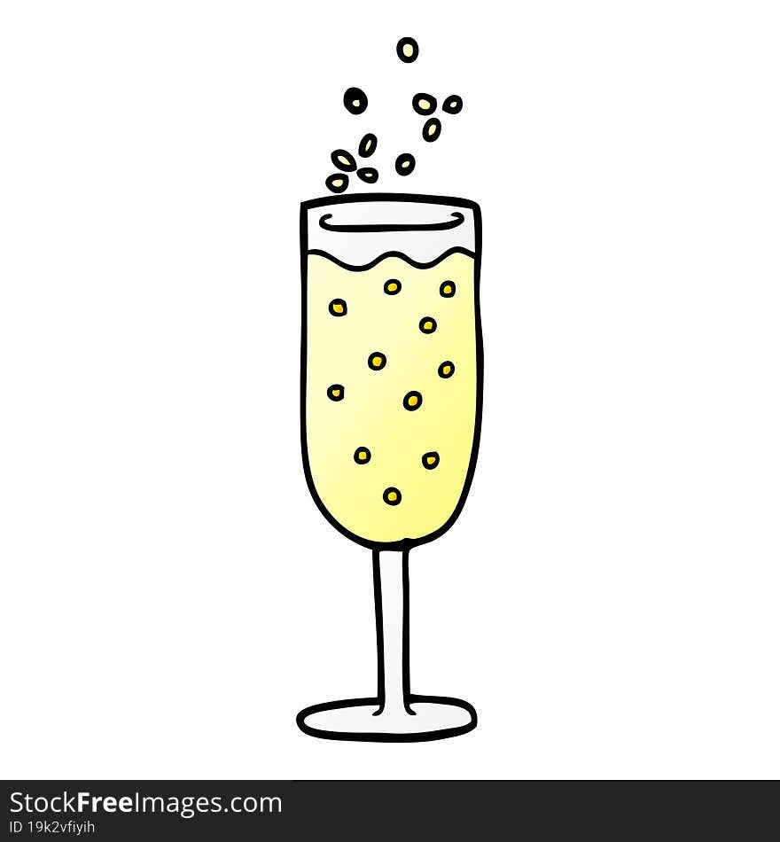 cartoon doodle champagne flute