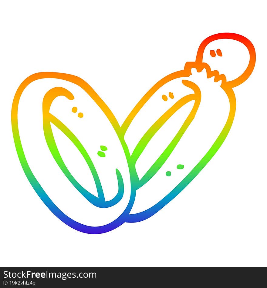 rainbow gradient line drawing of a cartoon wedding rings