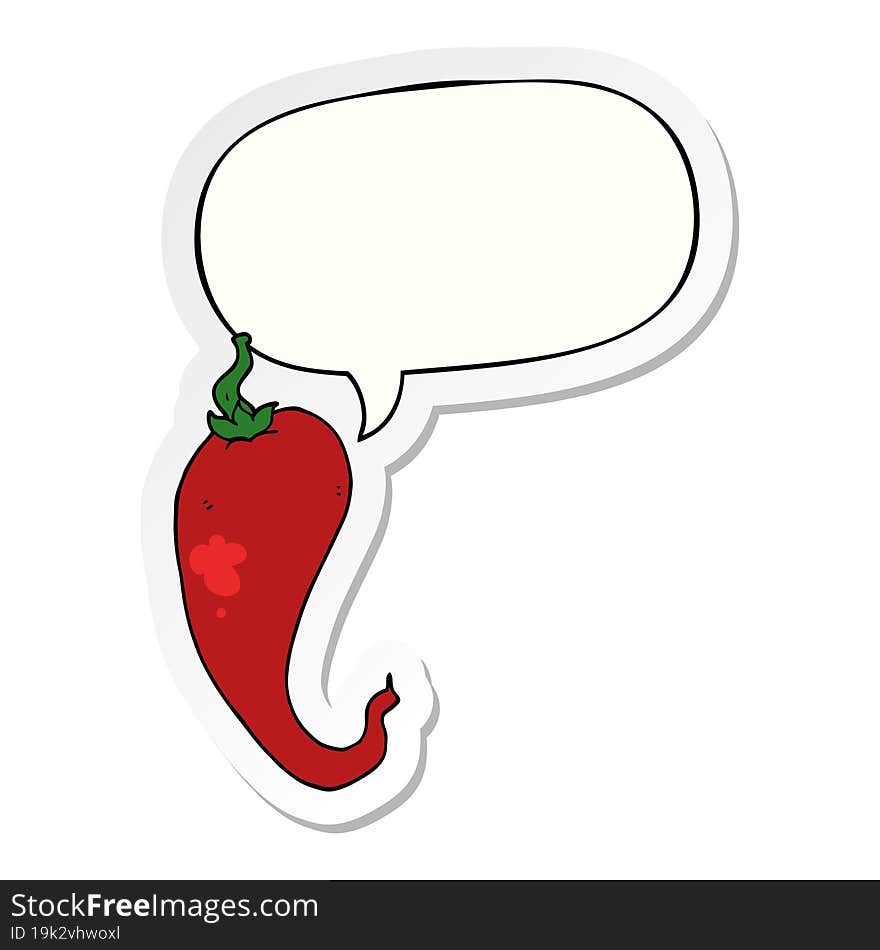 Cartoon Chili Pepper And Speech Bubble Sticker