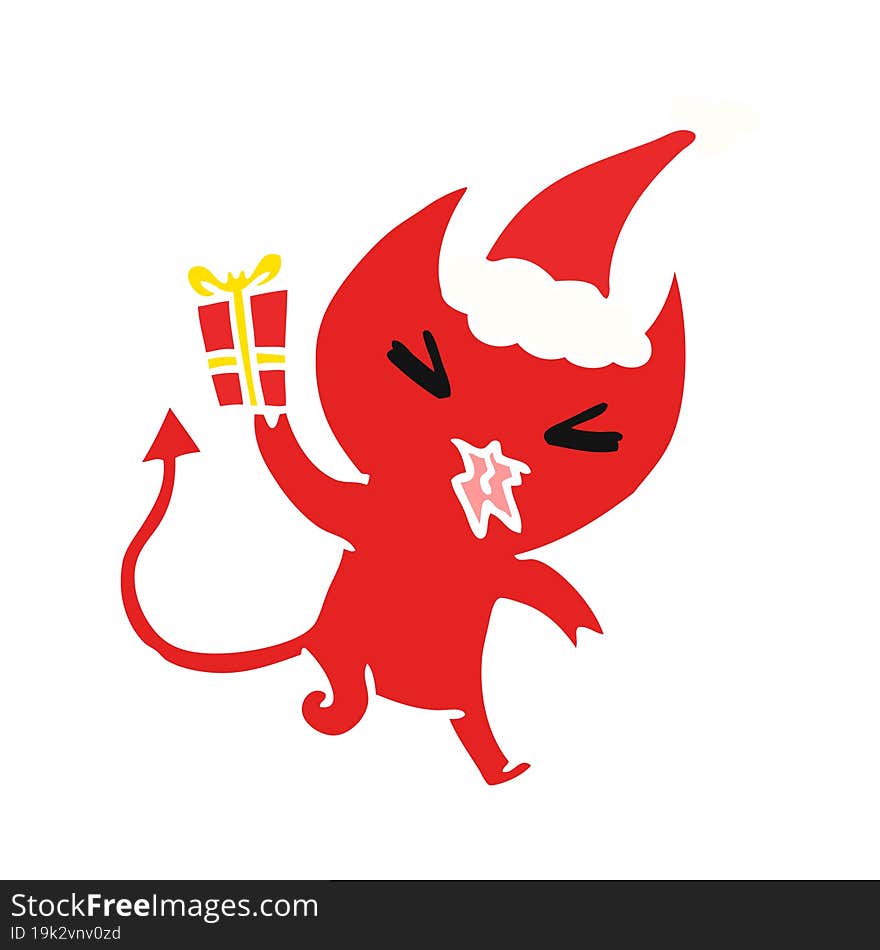 hand drawn christmas cartoon of kawaii devil