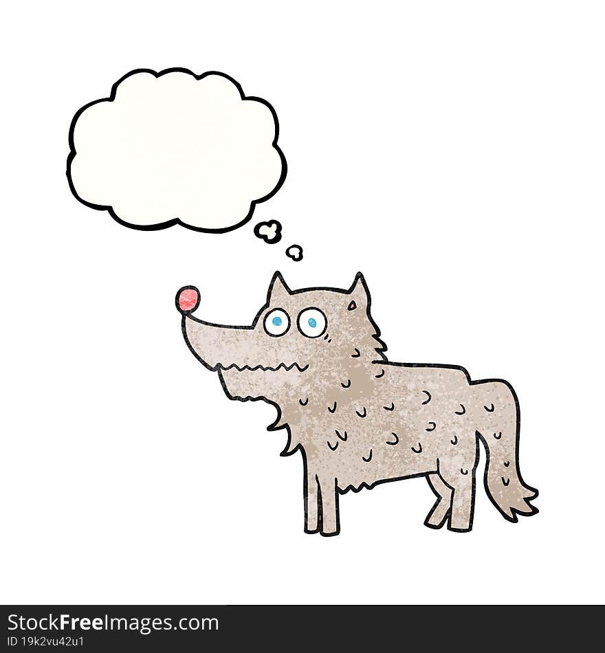 freehand drawn thought bubble textured cartoon dog