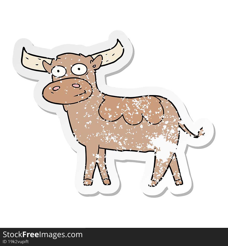 distressed sticker of a cartoon bull