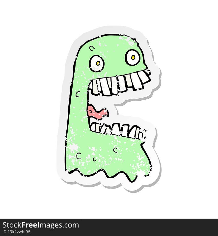 retro distressed sticker of a cartoon gross ghost