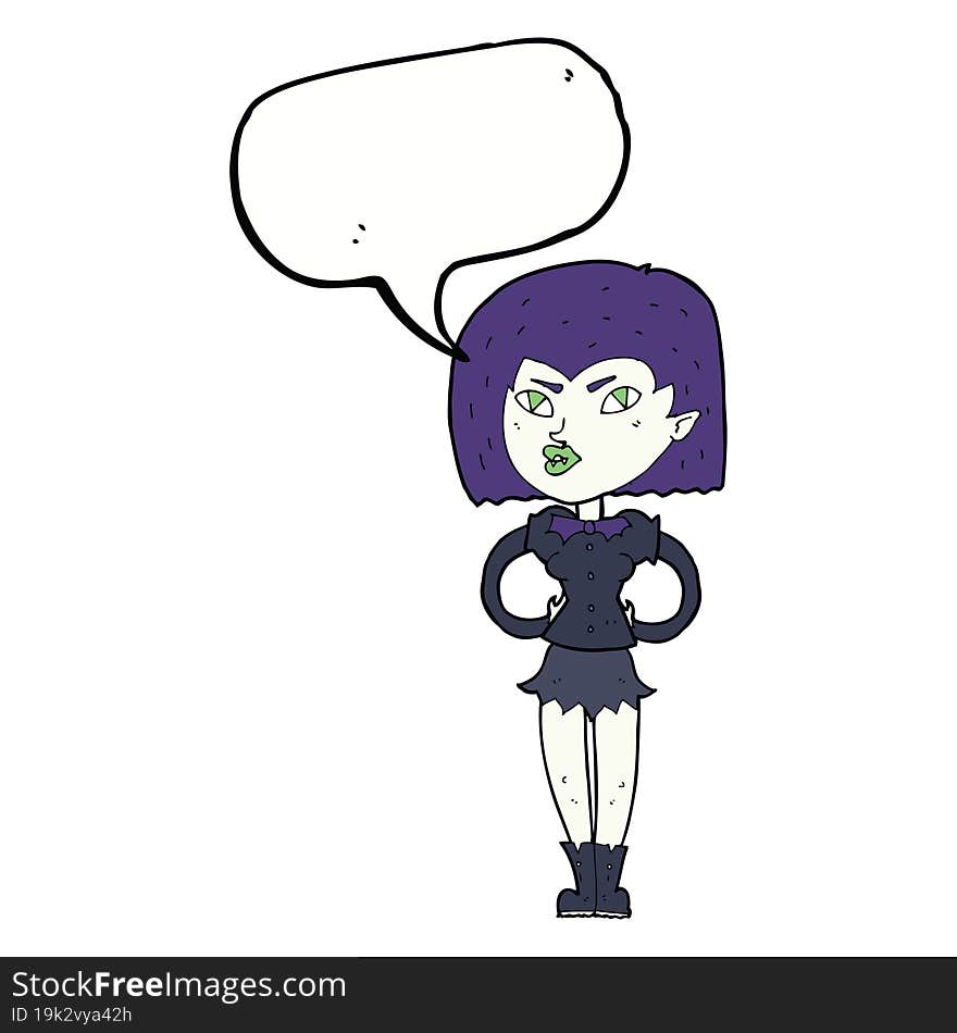 Cartoon Vampire Girl With Speech Bubble