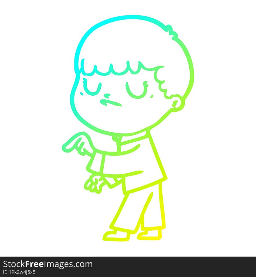 cold gradient line drawing cartoon grumpy boy