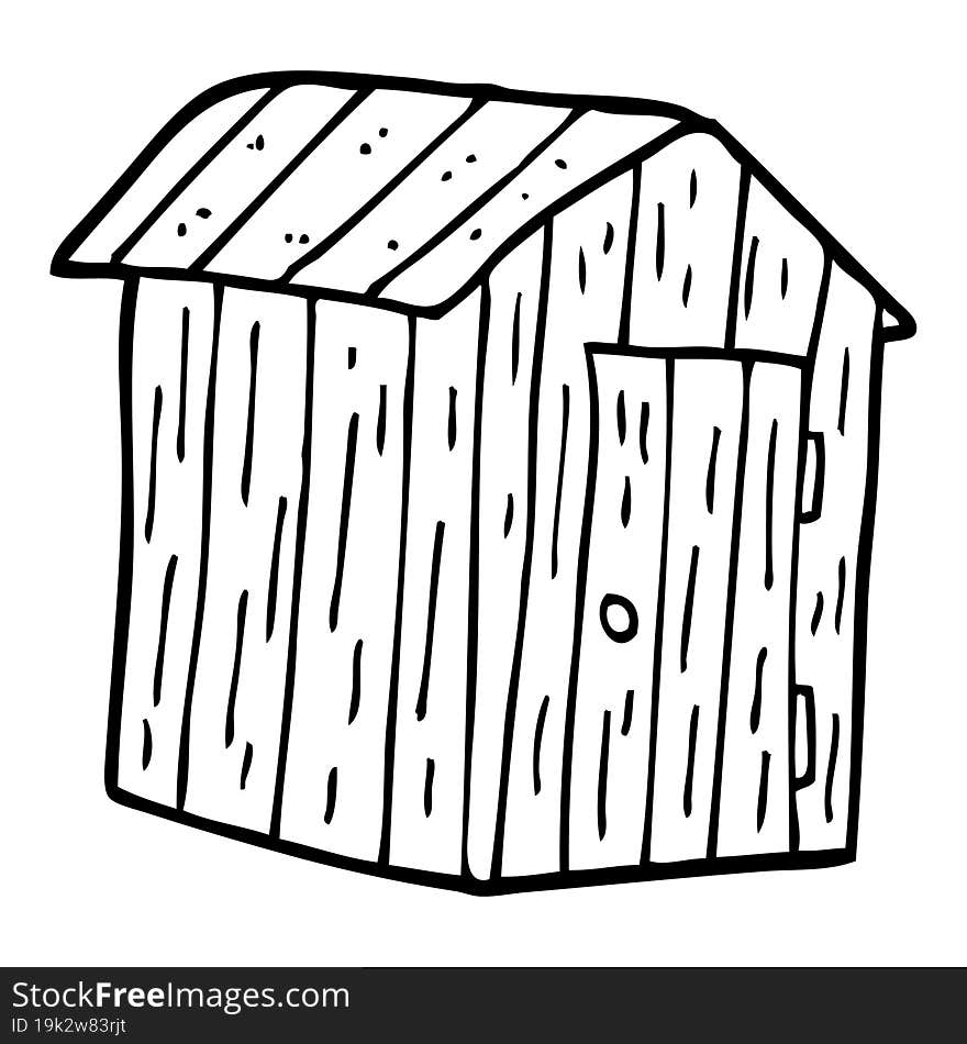 line drawing cartoon wood shed