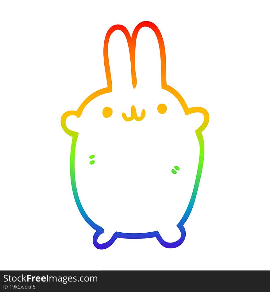 rainbow gradient line drawing of a cartoon rabbit