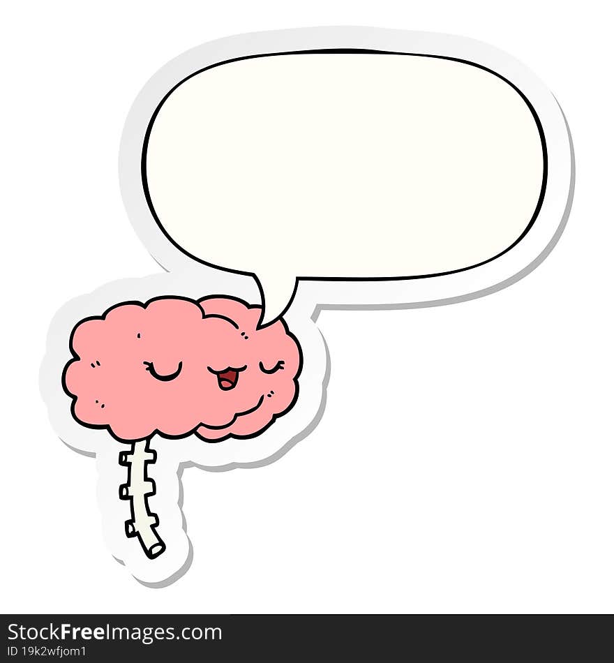 happy cartoon brain and speech bubble sticker