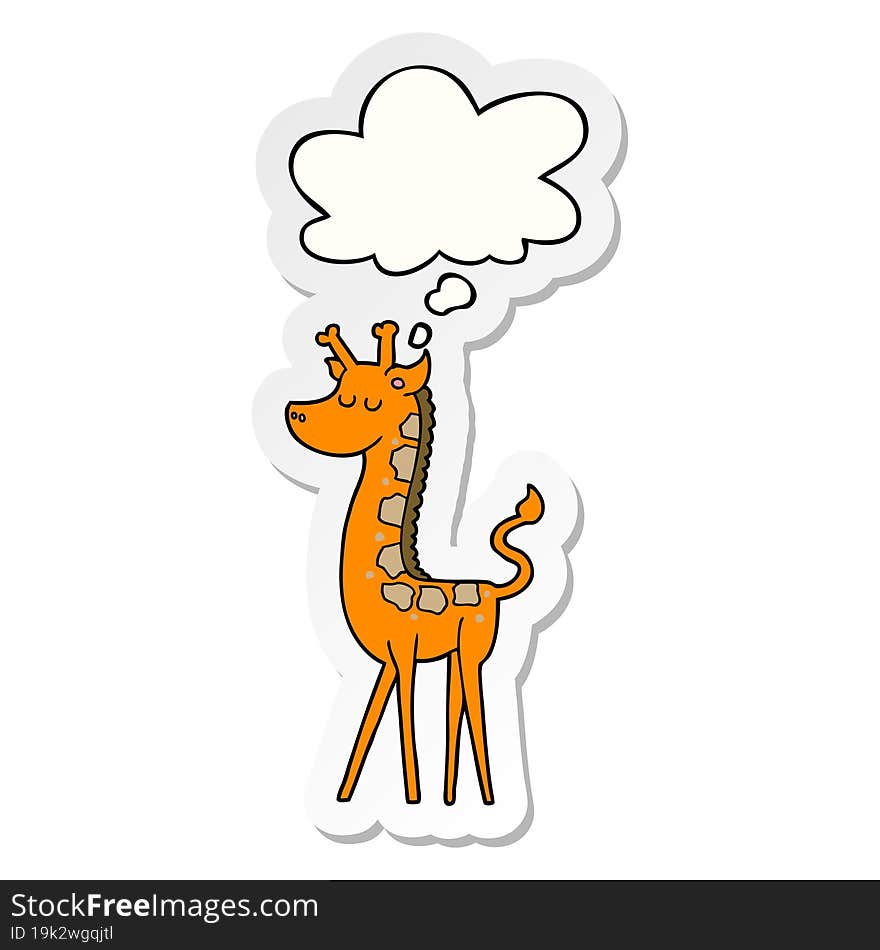 cartoon giraffe and thought bubble as a printed sticker