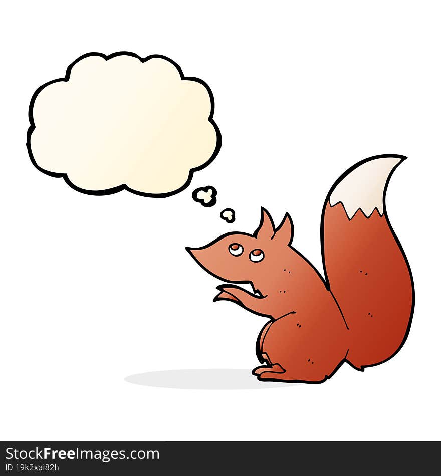 cartoon red squirrel with thought bubble