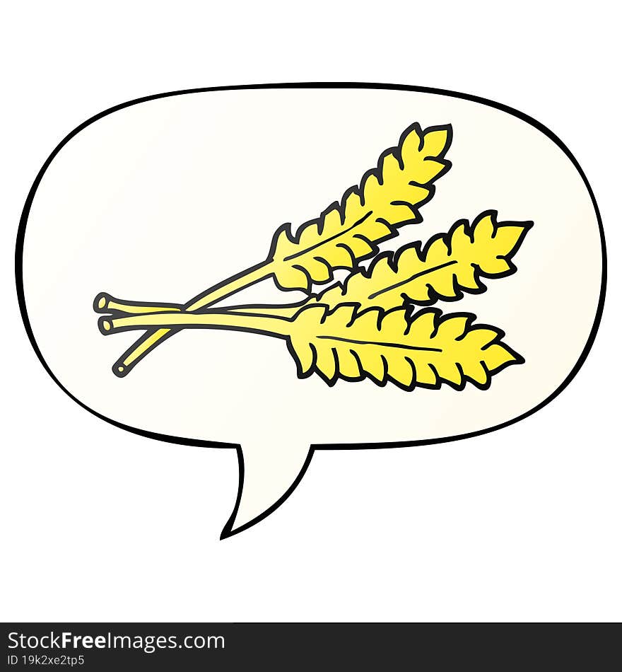 cartoon wheat and speech bubble in smooth gradient style