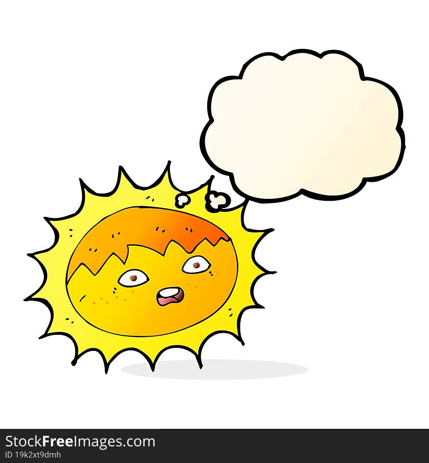 cartoon sun with thought bubble