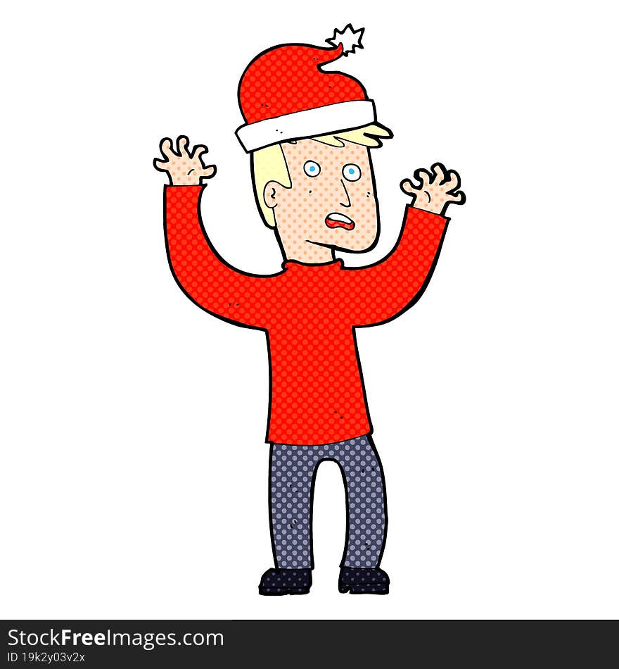 cartoon man getting ready for christmas. cartoon man getting ready for christmas