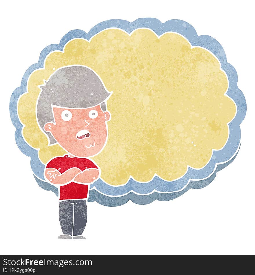 cartoon man with text space cloud