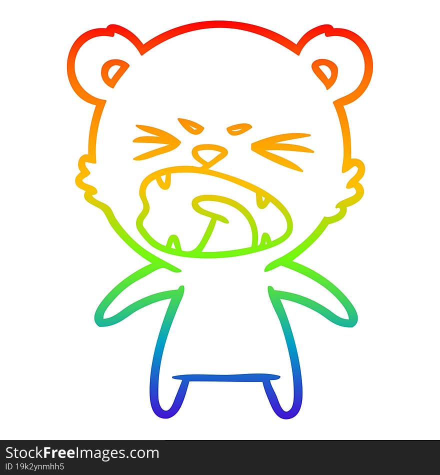 rainbow gradient line drawing angry cartoon bear