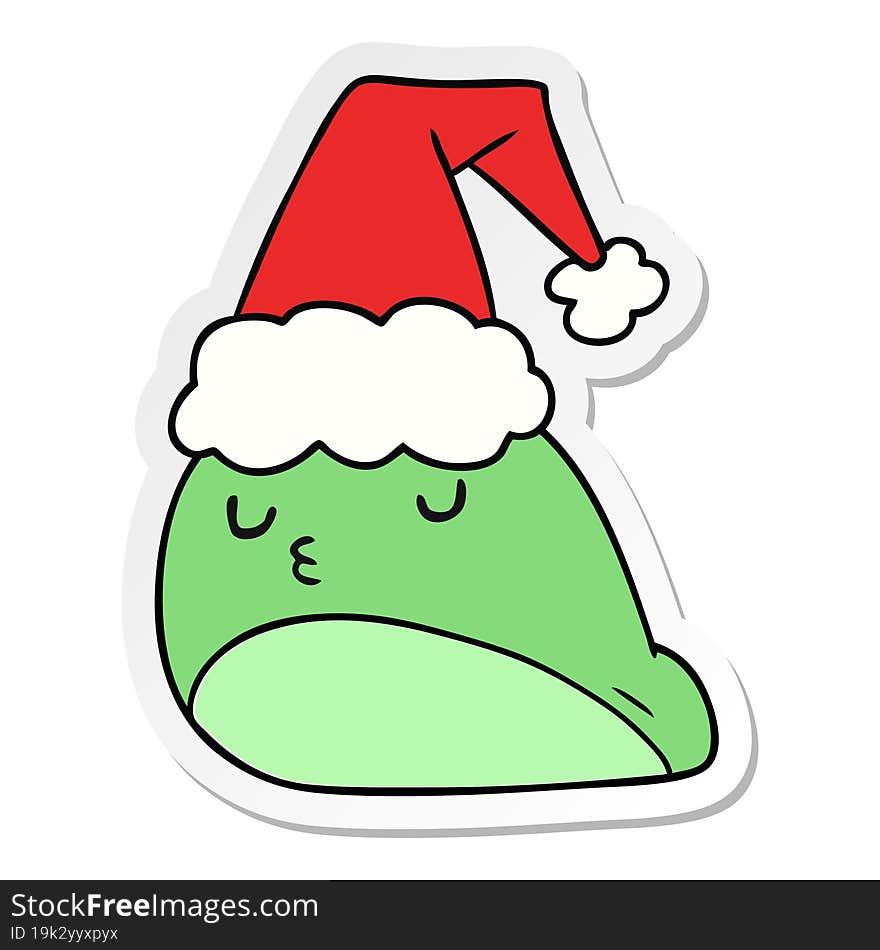 christmas sticker cartoon of kawaii slug