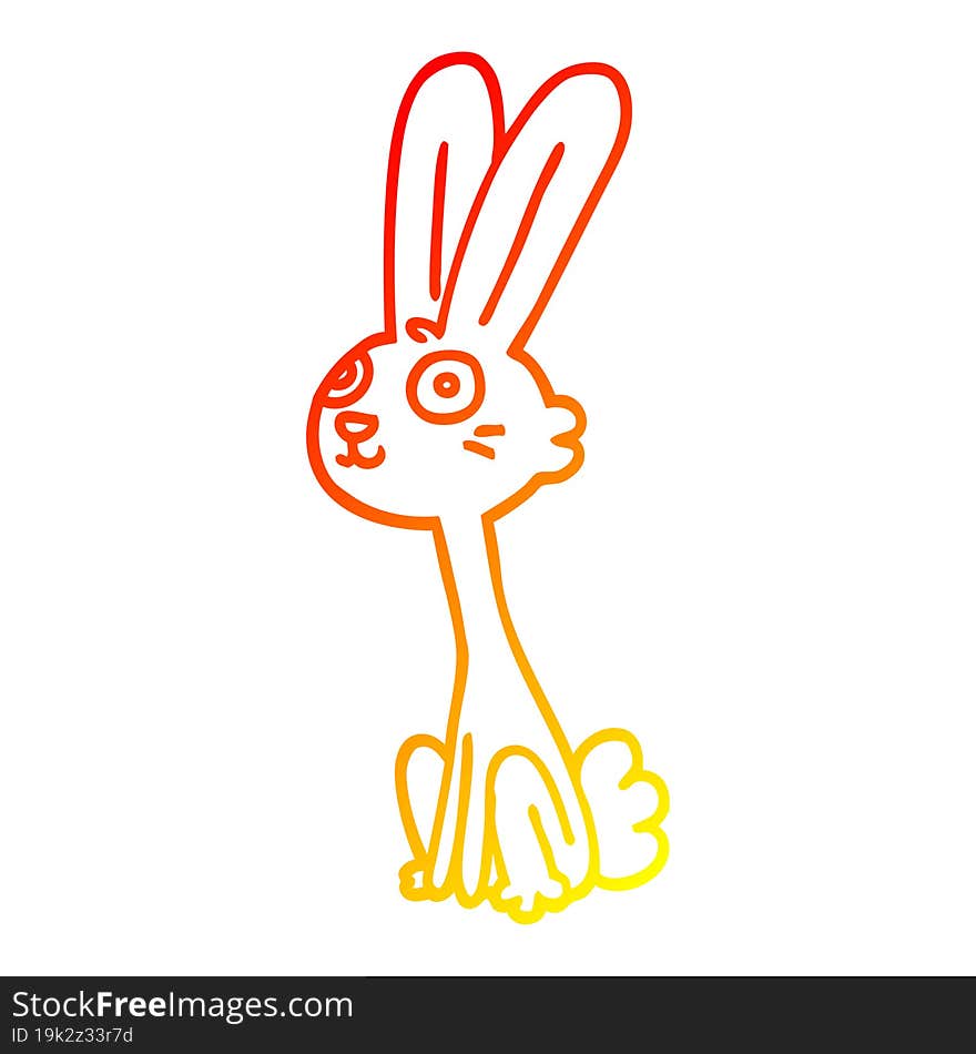 Warm Gradient Line Drawing Cartoon Rabbit