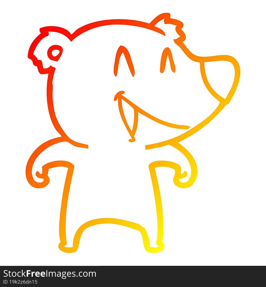 Warm Gradient Line Drawing Laughing Bear Cartoon