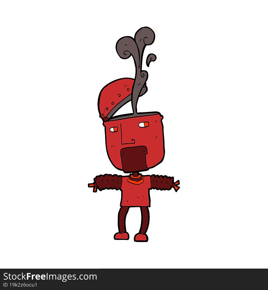 Funny Cartoon Robot With Open Head