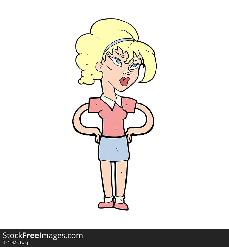 cartoon woman with hands on hips