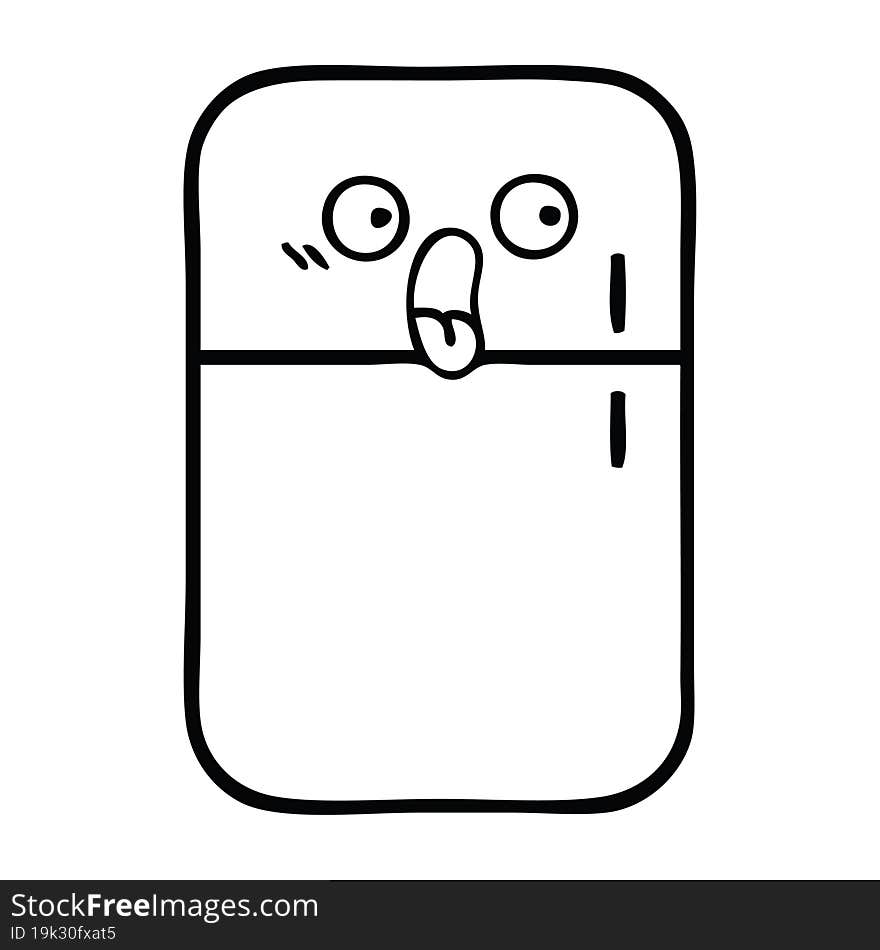 Line Drawing Cartoon Fridge Freezer