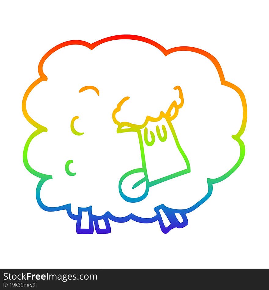 rainbow gradient line drawing of a cartoon funny sheep