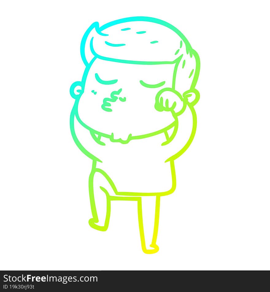 cold gradient line drawing of a cartoon model guy pouting