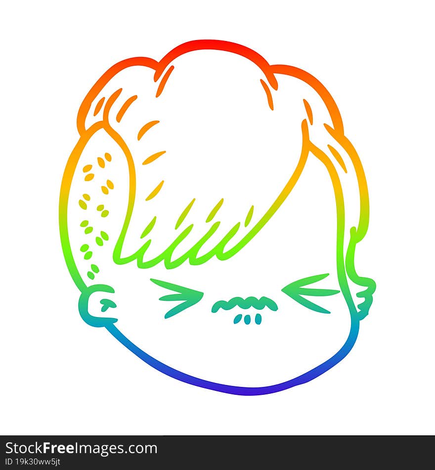 rainbow gradient line drawing cartoon female face