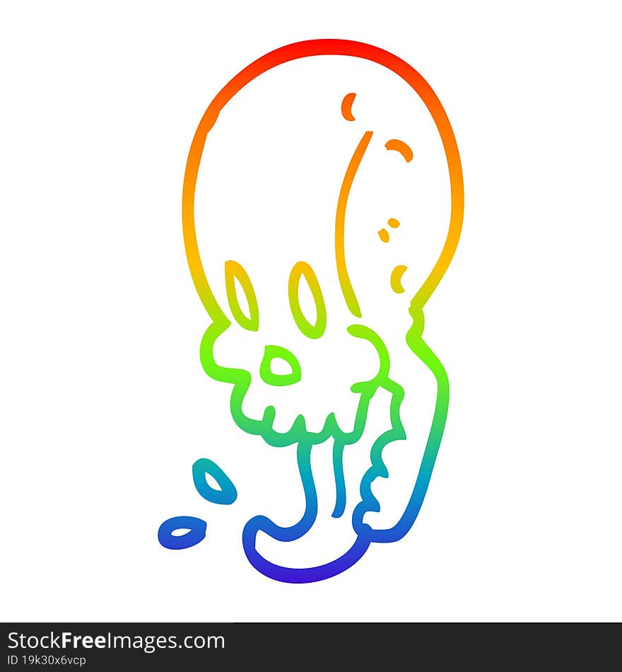 rainbow gradient line drawing cartoon gross skull