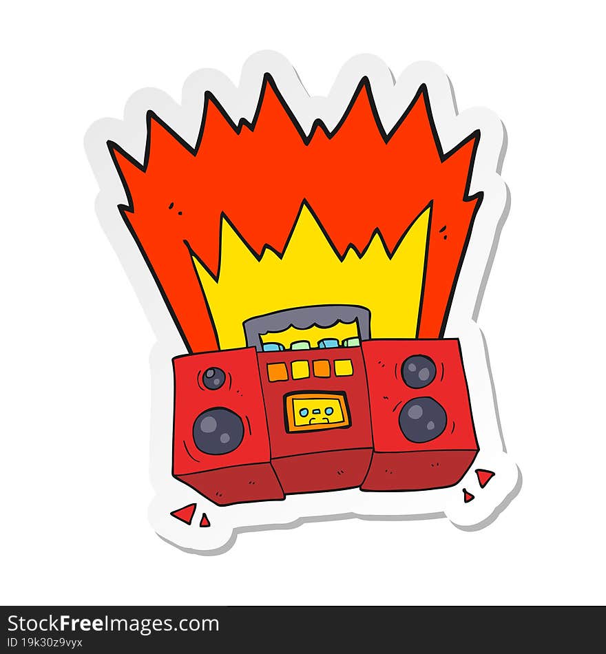 sticker of a cartoon boom box