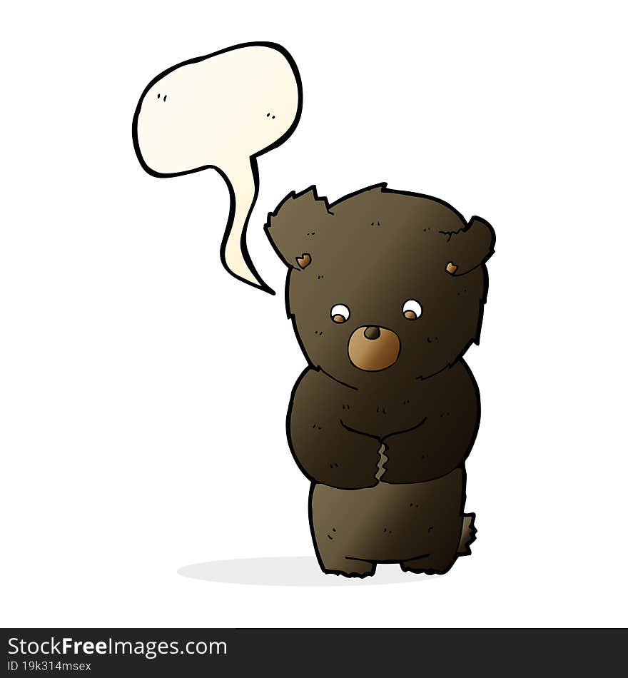 cute cartoon black bear with speech bubble