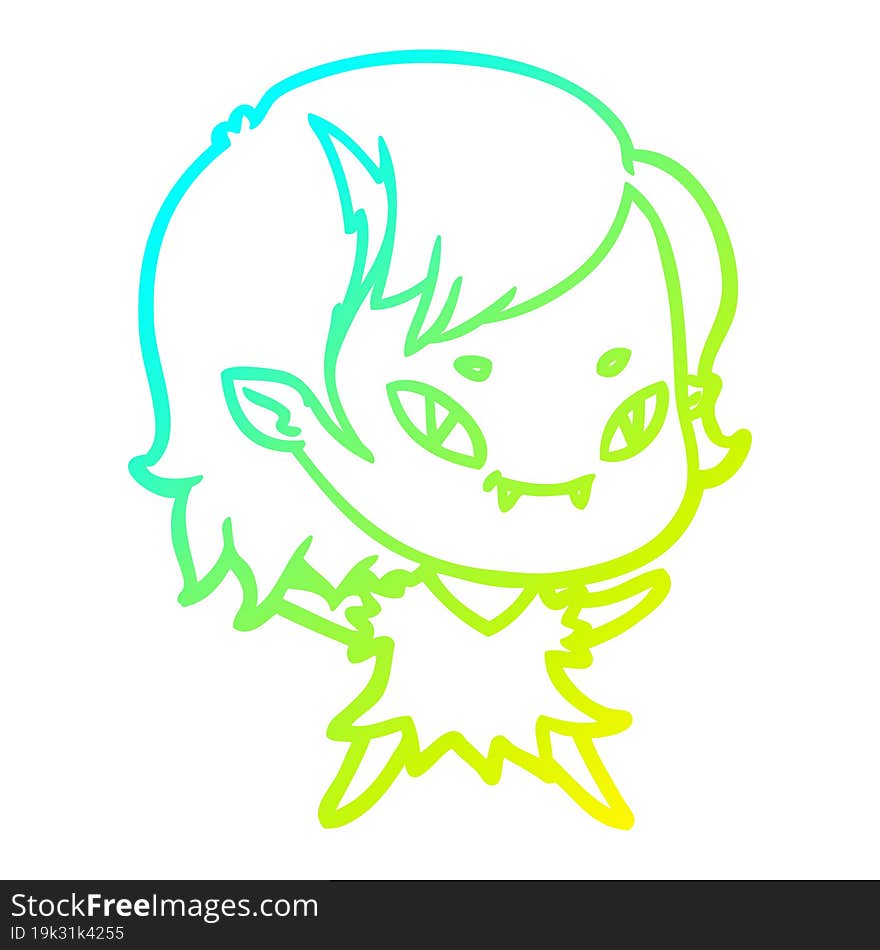 cold gradient line drawing cartoon friendly vampire girl