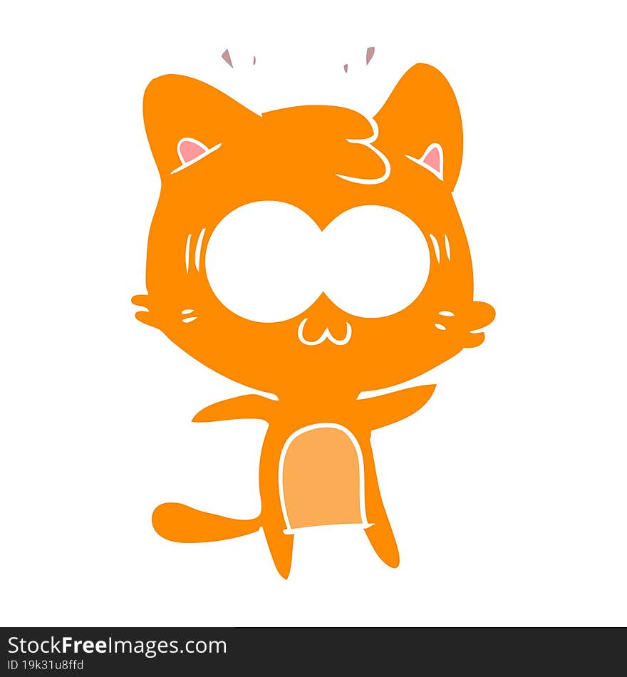 flat color style cartoon surprised cat