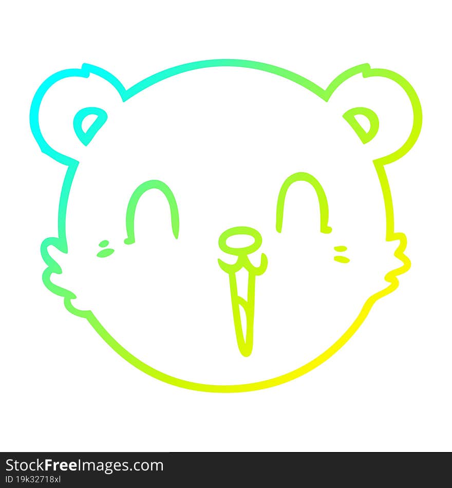 cold gradient line drawing of a cute cartoon teddy bear face