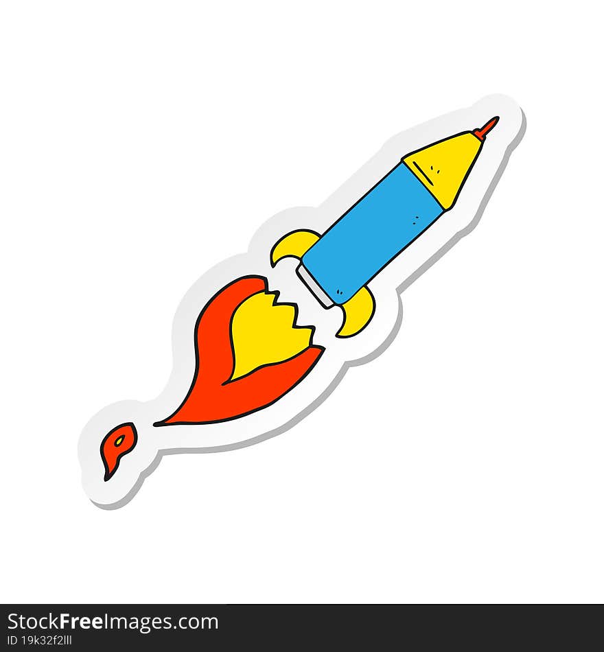 sticker of a cartoon rocket