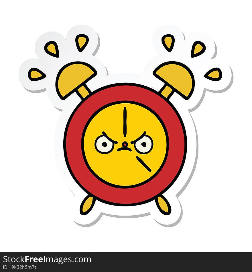 sticker of a cute cartoon alarm clock