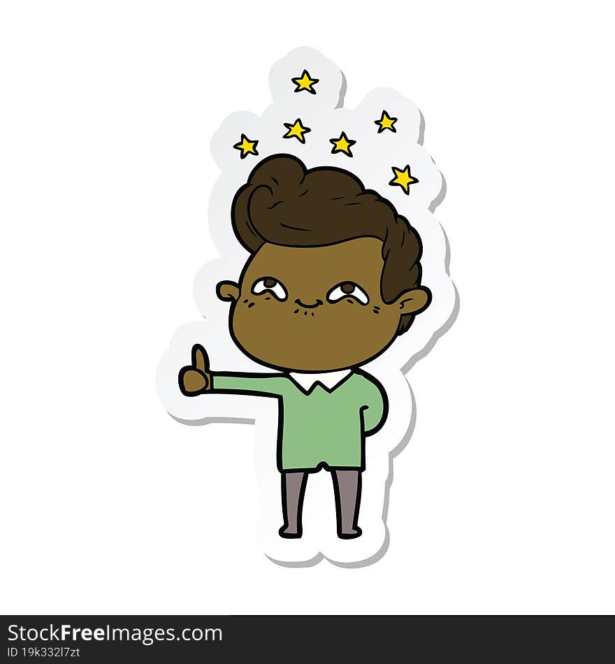 sticker of a cartoon excited man