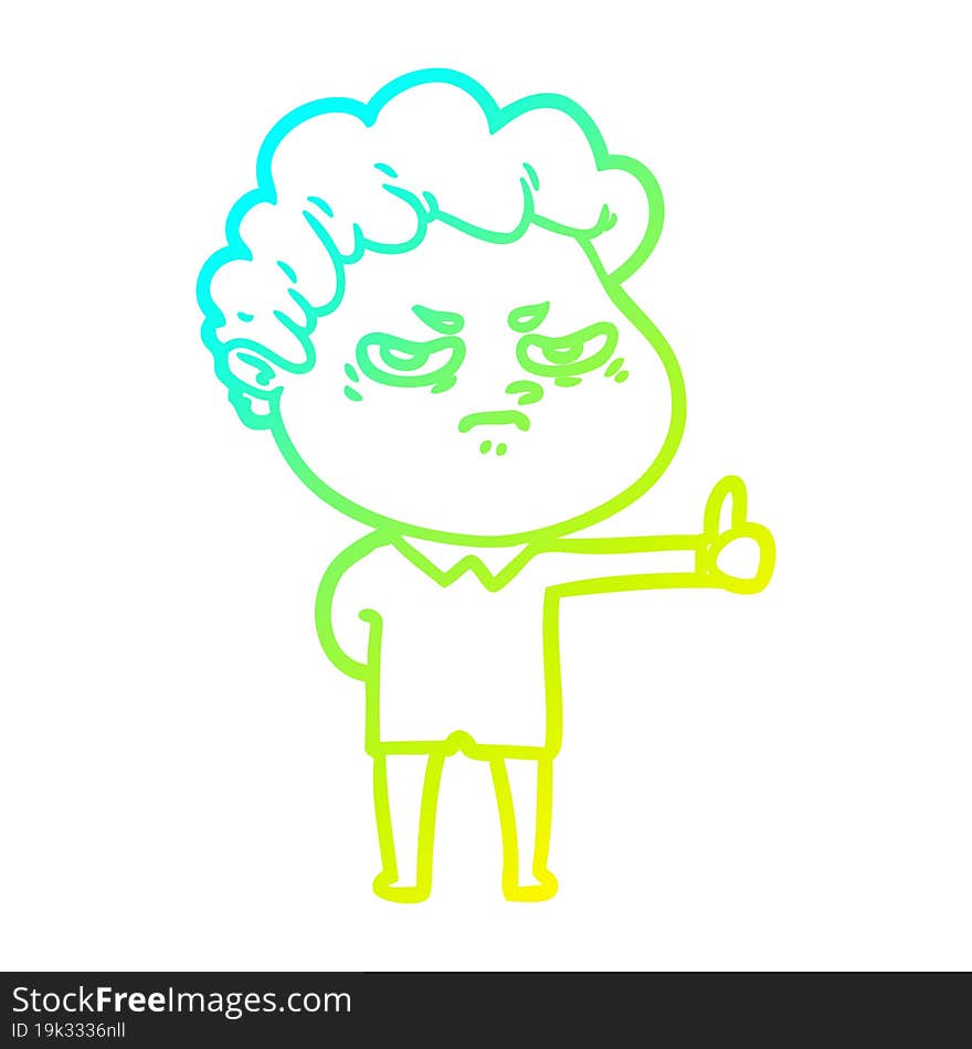 cold gradient line drawing cartoon angry man