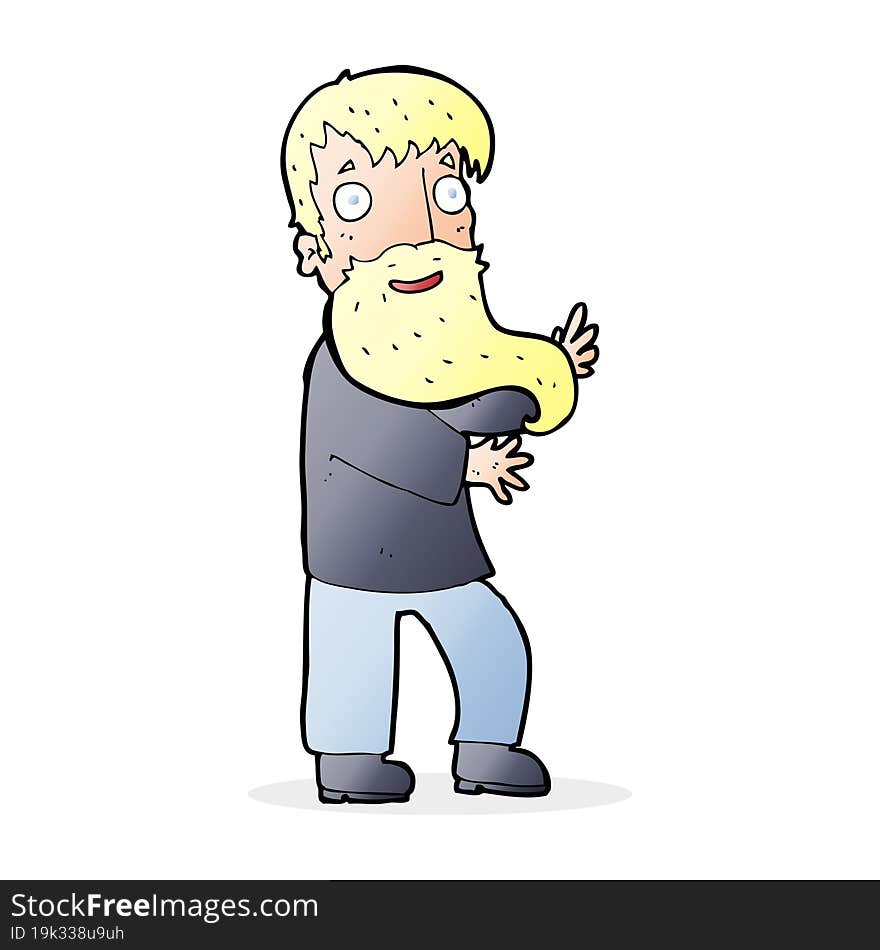 cartoon excited bearded man