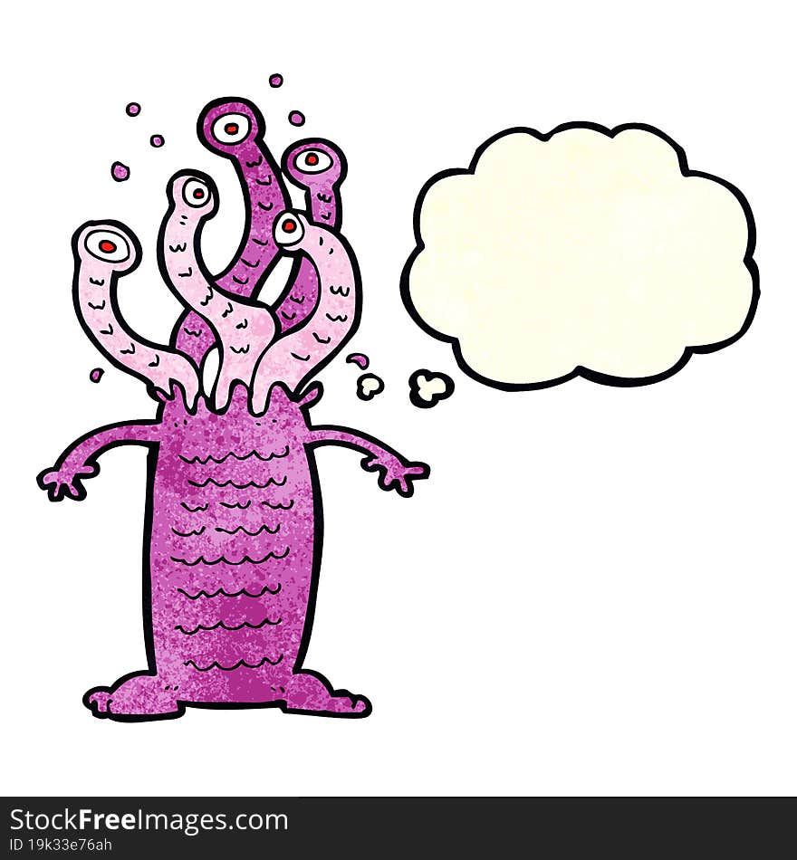 cartoon monster with thought bubble