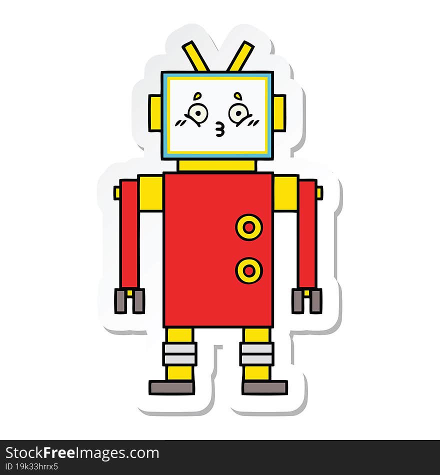 Sticker Of A Cute Cartoon Robot