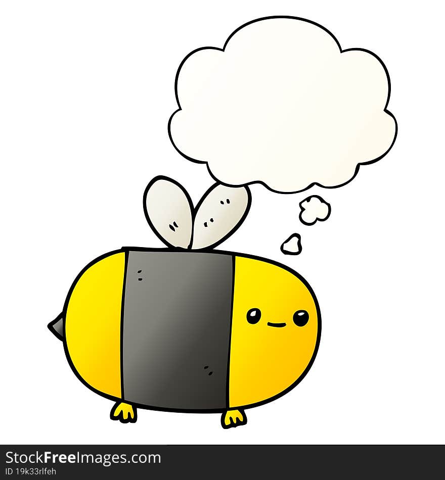 cute cartoon bee with thought bubble in smooth gradient style